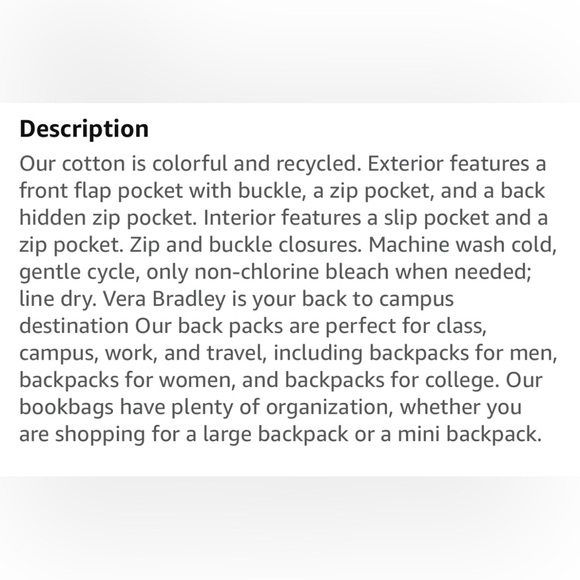 Vera Bradley Cotton Utility Sling Backpack - Picture 8 of 9